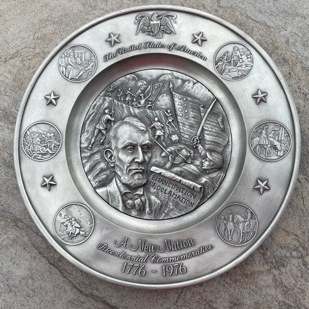 International Pewter Abraham Lincoln Emancipation Proclamation Plate 1776-1976
